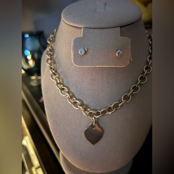 Vintage Tiffany & Co blank heart tag 15.5 chain necklace hard to find - Picture 9 of 10